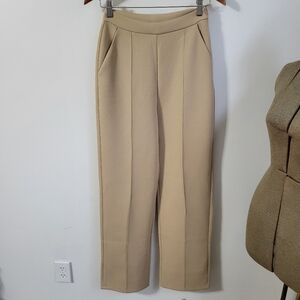 New Mng Mango High Waist Trim Detail Tan Pants Size Small